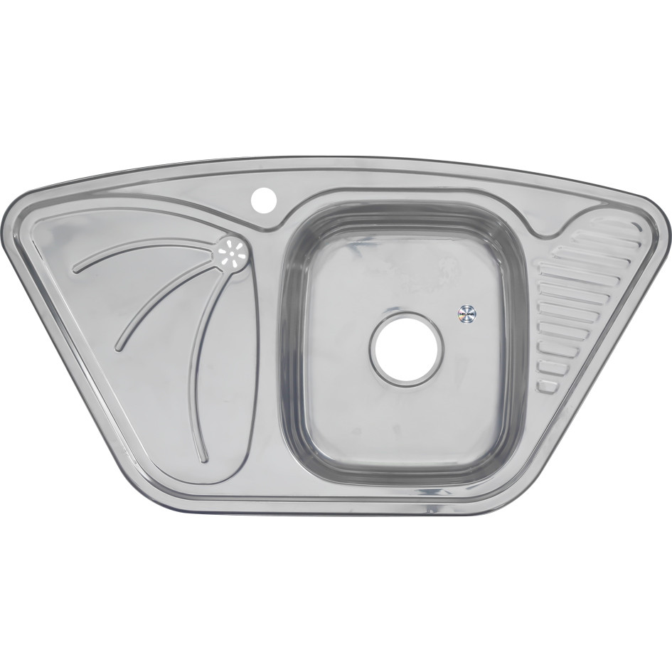 Мойка кухонная Sinklight 950x500x180 (0,8), правая, с сифоном, крепежом и уплотнителем, нержавеющая сталь / глянцевая