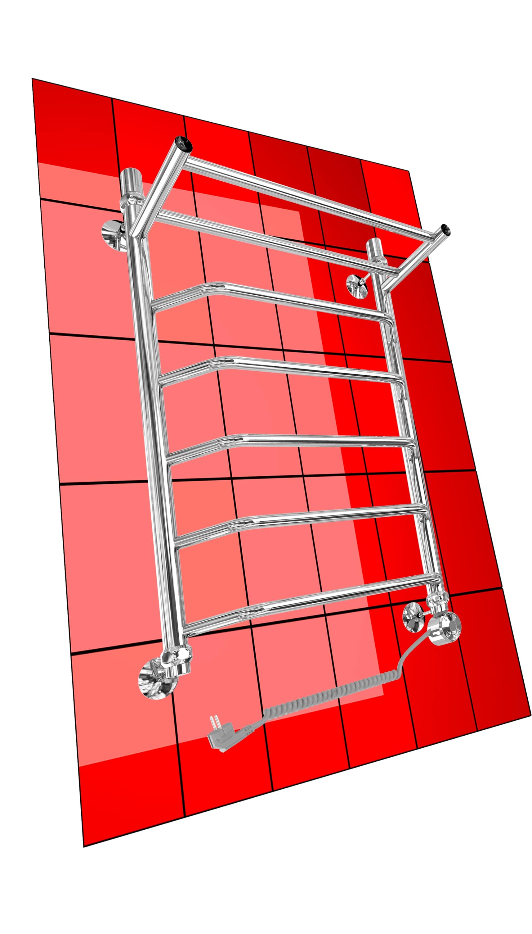 Полотенцесушитель электрический Двин Fe electro 1200x600 с полкой, ТЭН справа