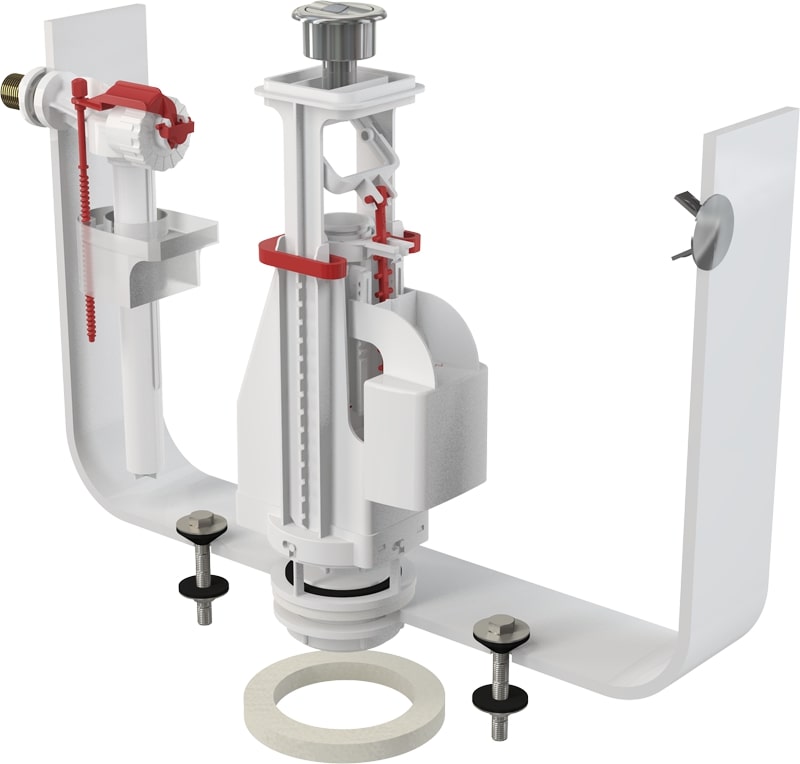 Арматура для бачка  AlcaPlast SA08AK 1/2" комплект, боковой подвод, с двойной кнопкой