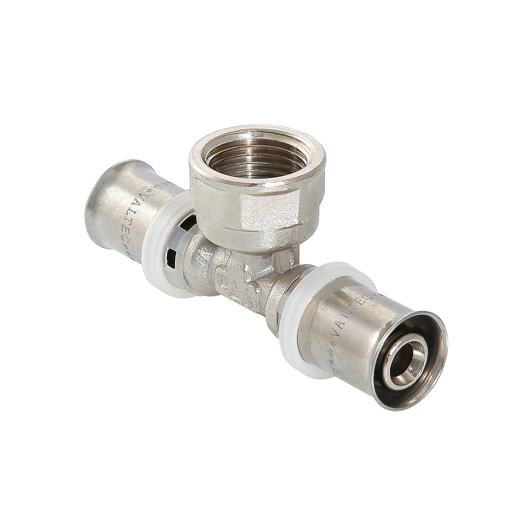 Тройник Valtec 20 (пресс) мм x 1/2" ВР x 20 (пресс) мм, VTm.232.N.200420
