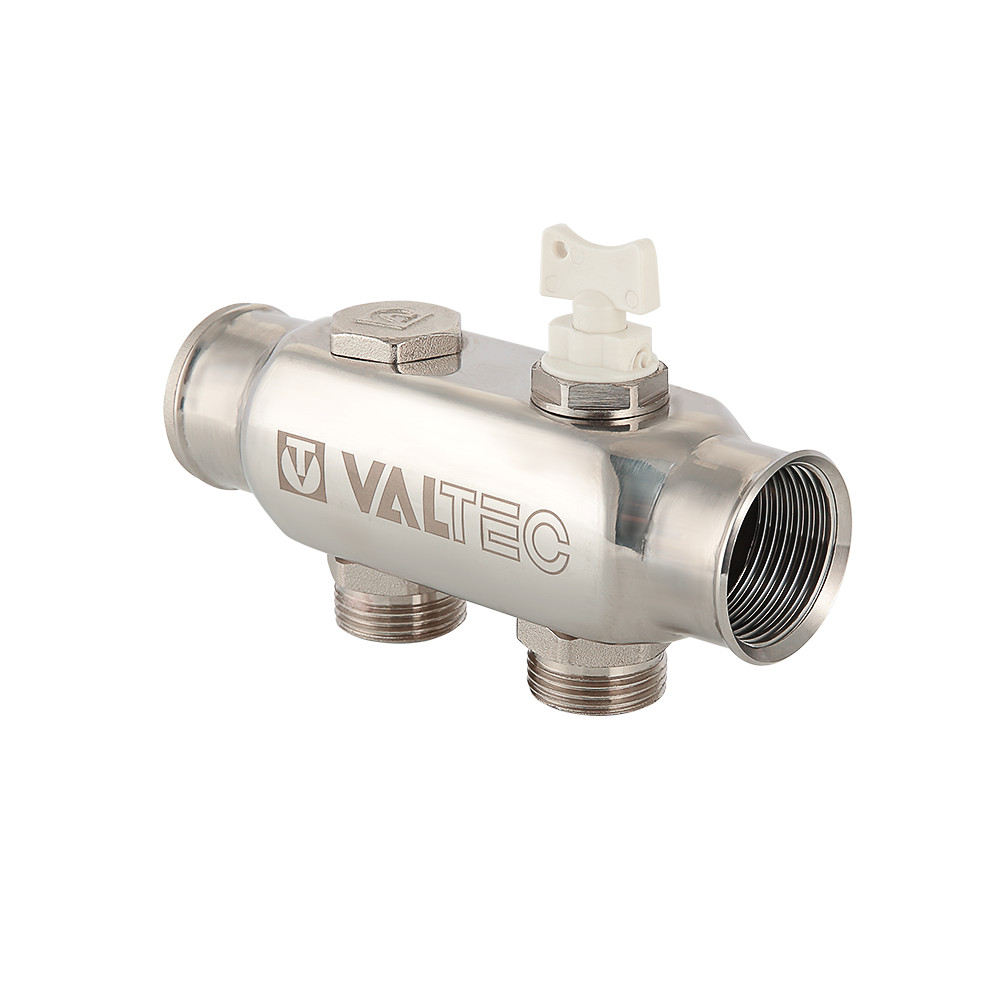 Коллектор Valtec 1" ВР, 10 х 3/4" НР евроконус, с межосевым расстоянием выходов 50 мм, нержавеющая сталь, VTc.505.SS.060510