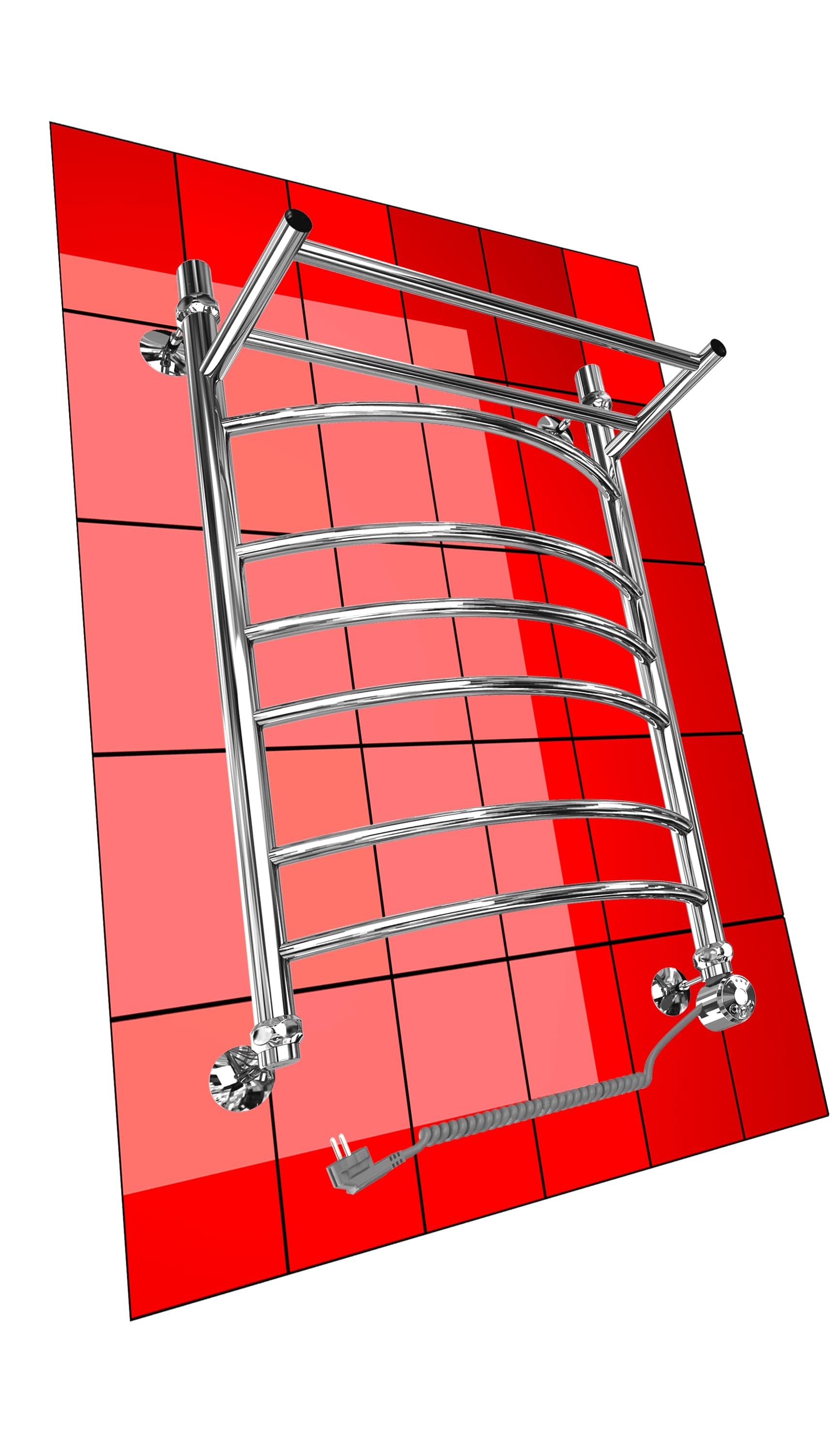 Полотенцесушитель электрический Двин Fl electro 600x600 с полкой, ТЭН справа