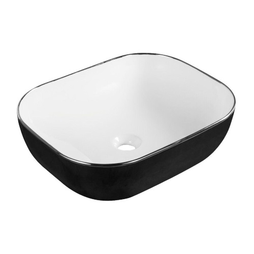 Раковина CeramaLux NC D1302H134 51x41, белый/черный