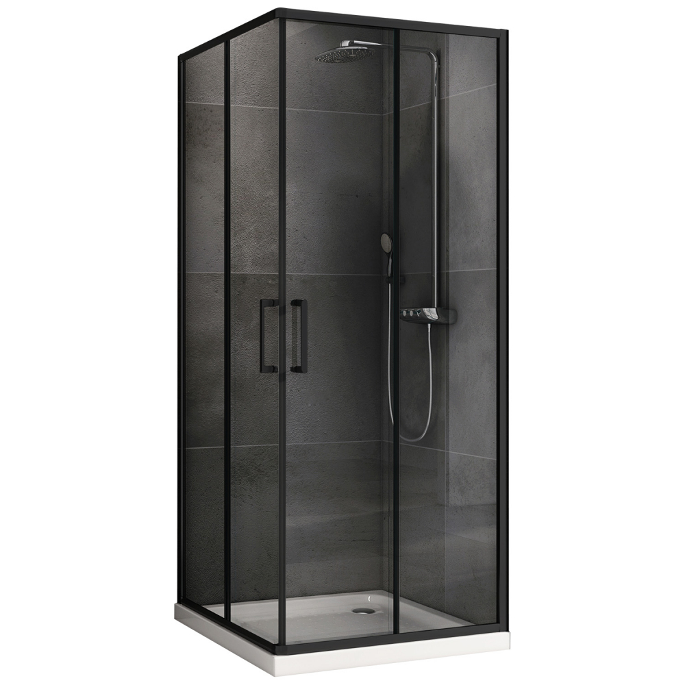 Душевой уголок Abber Schwarzer Diamant AG02080B5 без поддона, 80x80x190 cм, стекло прозрачное / профиль черный