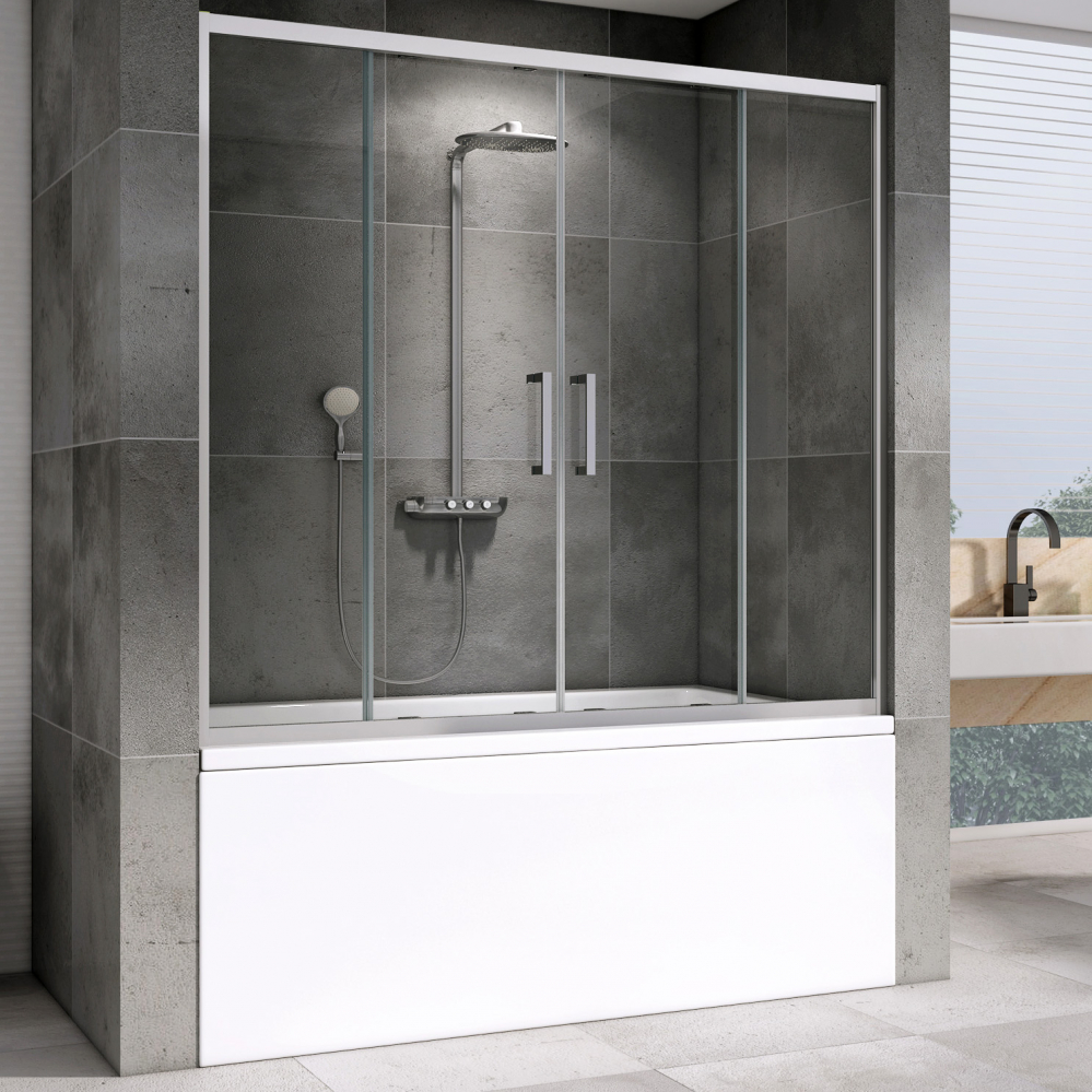Шторка на ванну Abber Schwarzer Diamant AG57170 170x140 cм, стекло прозрачное / профиль хром
