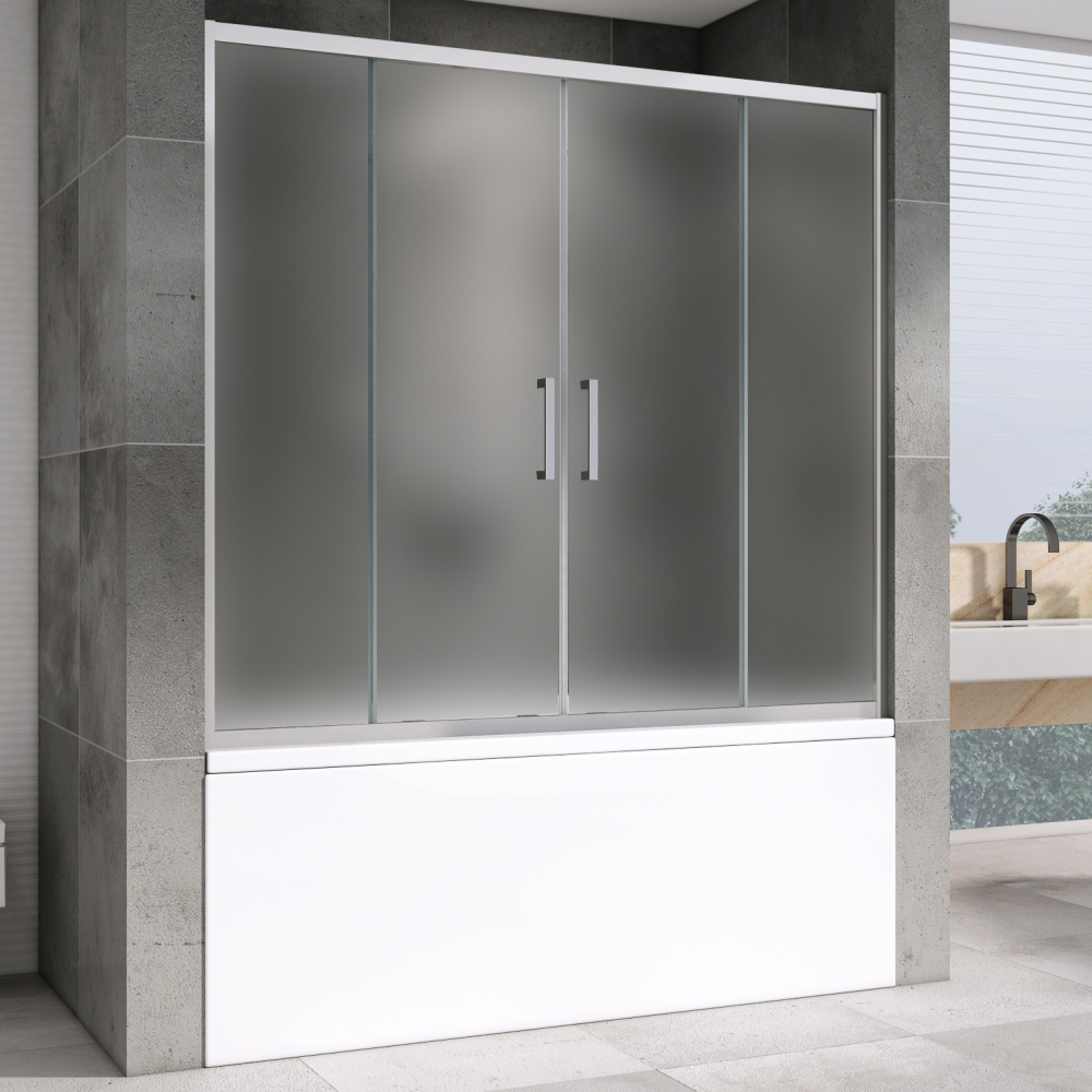 Шторка на ванну ABBER Schwarzer Diamant AG57150M, 150x140 см, стекло матовое / профиль хром
