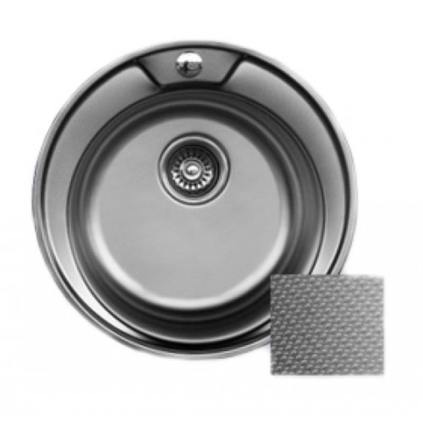 Мойка кухонная Sinklight D 510x160 (0,6), круглая, с сифоном, крепежом и уплотнителем, нержавеющая сталь / line (decor)