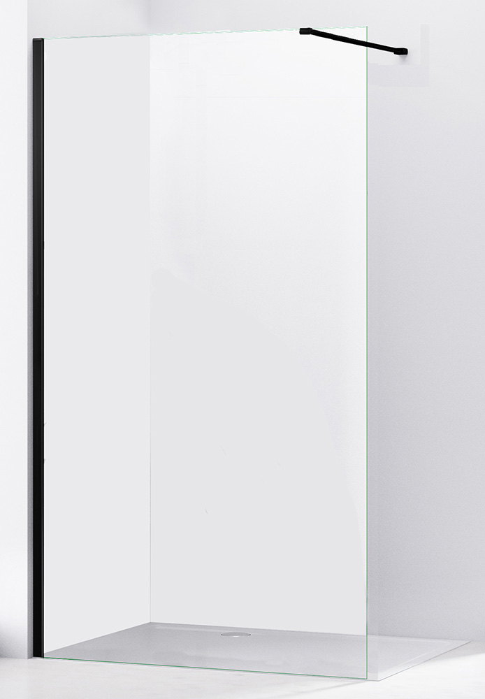 Душевая перегородка Abber Immer Offen AG61100B 100x200 cм, стекло прозрачное / профиль черный