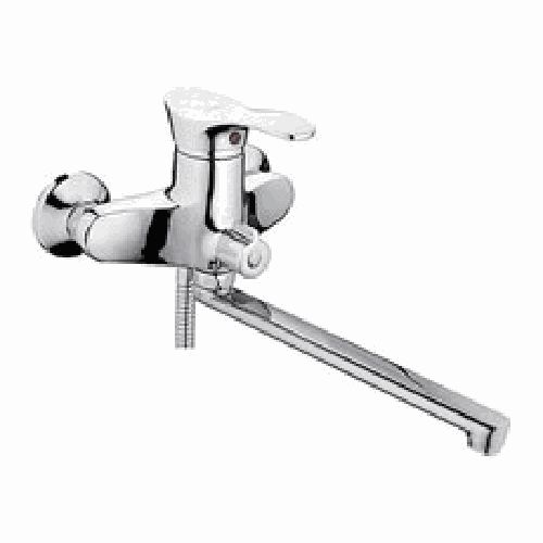Смеситель Ledeme H02-B L2202B-01 для ванны и душа, длинный излив, с душевым гарнитуром, хром глянцевый