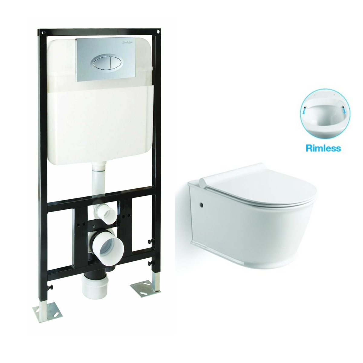 Комплект SantiLine SL-5009 + SL-01 унитаз подвесной безободковый, ультратонкое сиденье микролифт + и