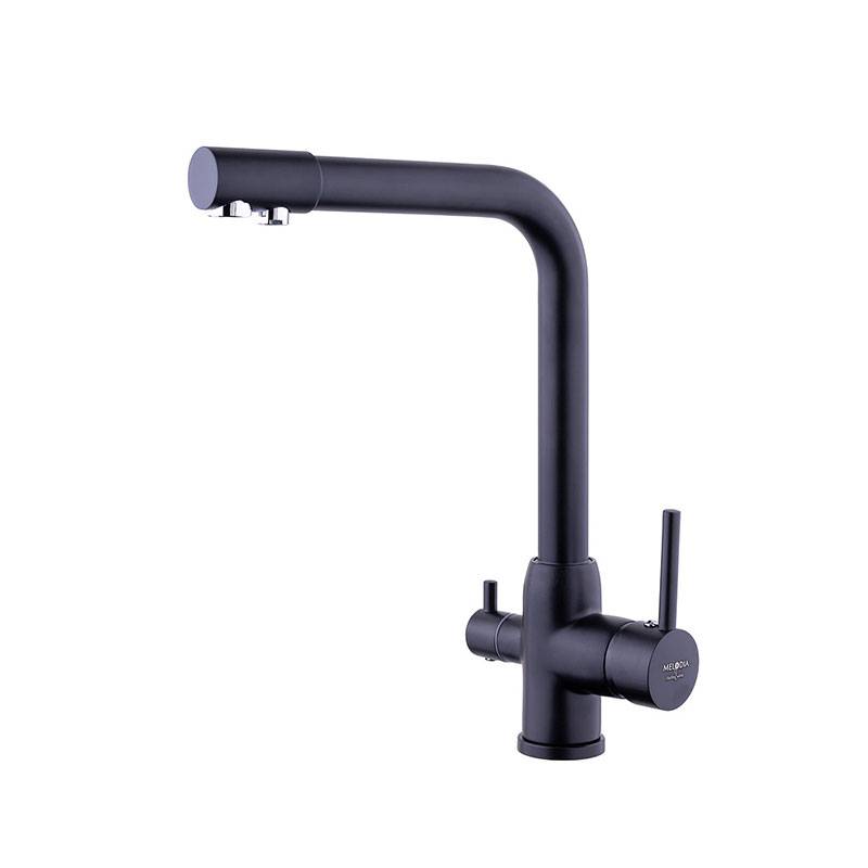 Смеситель Melodia Ostessa Filtro MDV40618bk для кухни, с подключением фильтра питьевой воды, черный матовый