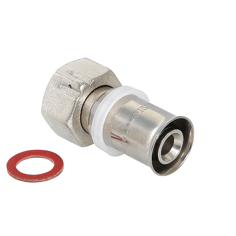 Соединитель (пресс-фитинг) прямой Valtec 20 мм (пресс) x 1/2" ВР, с накидной гайкой, VTm.222.N.002004