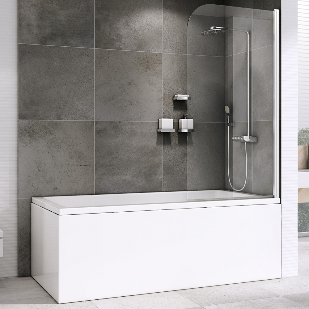 Шторка на ванну Abber Ewiges Wasser AG52100 100x140 cм, стекло прозрачное / профиль хром