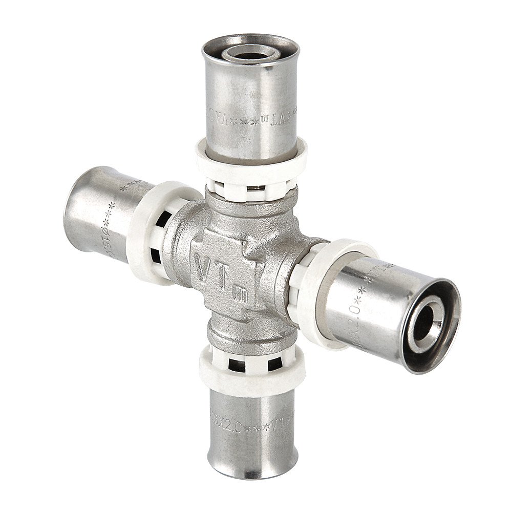 Крестовина Valtec 16 (пресс) x 16 (пресс) x 16 (пресс) x 16 (пресс) мм, VTm.241.N.161616