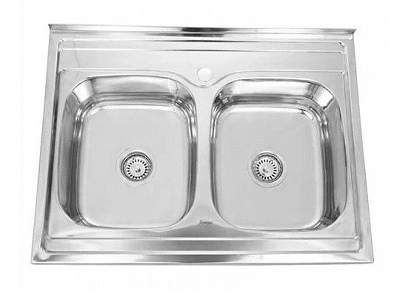 Мойка кухонная Sinklight 800x600x165 (0,6), с сифоном, нержавеющая сталь / глянцевая