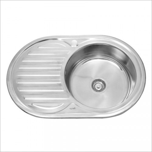 Мойка кухонная Sinklight 770x500x180 (0,8), правая, с сифоном, крепежом и уплотнителем, нержавеющая сталь / глянцевая