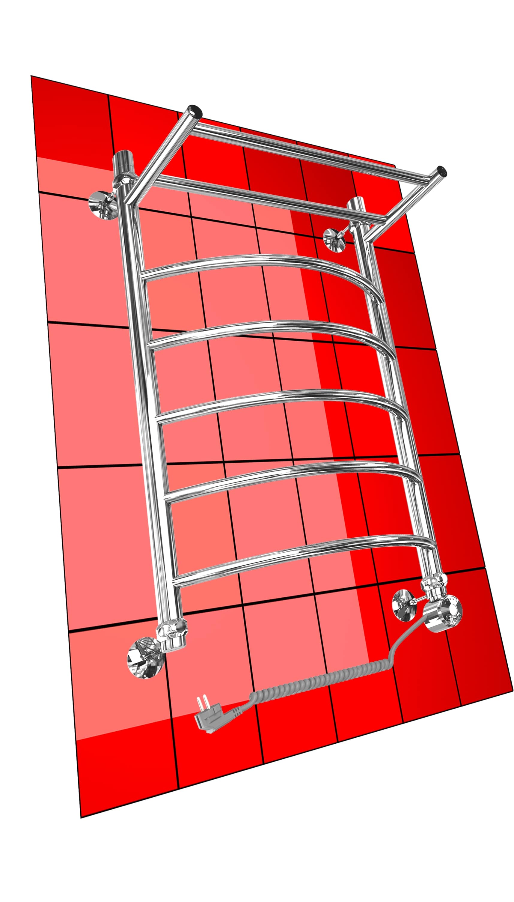 Полотенцесушитель электрический Двин Fr electro 1200x600 с полкой, ТЭН справа