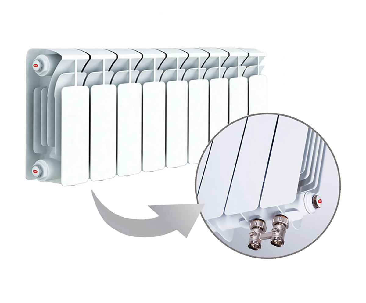 Радиатор биметаллический Rifar Base Ventil 200, 9 секций, нижнее подключение левое