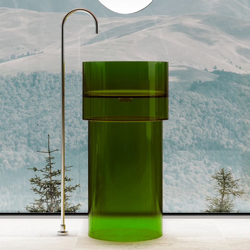 Раковина Abber Kristall AT2701Emerald-H отдельностоящая, прозрачная, 450x450, зеленый