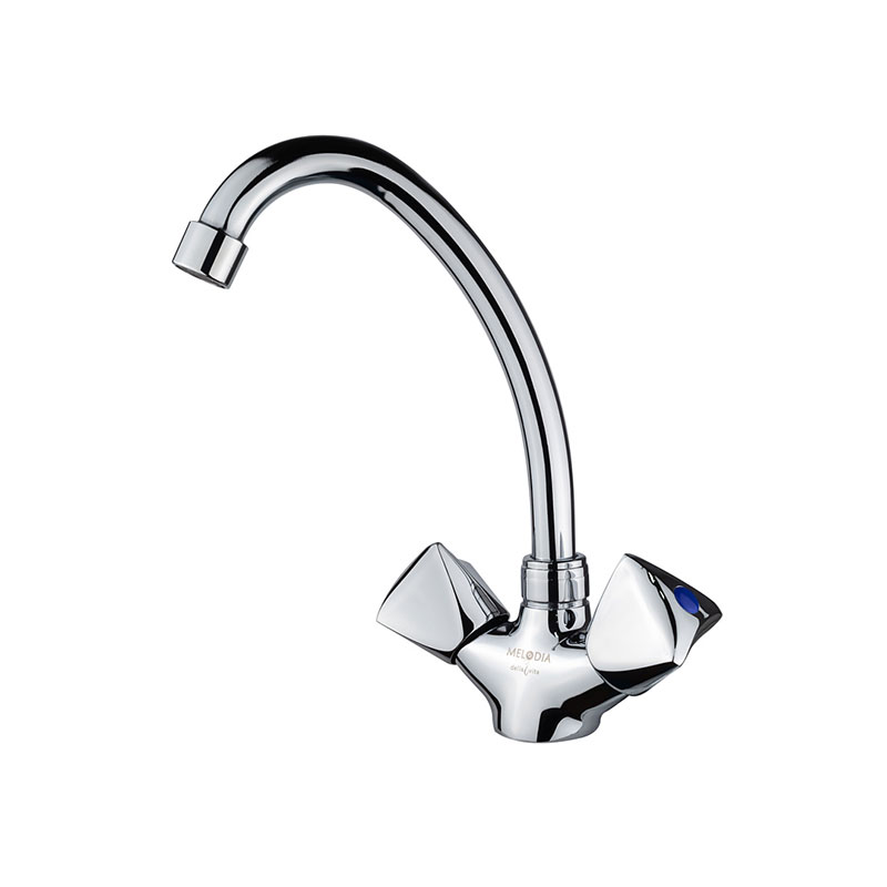 Смеситель Melodia Lucia MDV32205 для кухни, высокий поворотный J-излив, хром