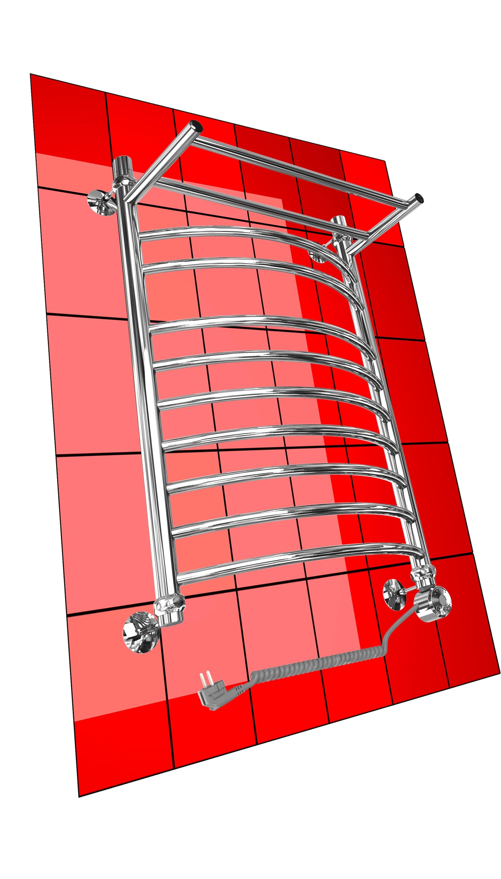 Полотенцесушитель электрический Двин Fk electro 1200x400 с полкой, ТЭН справа