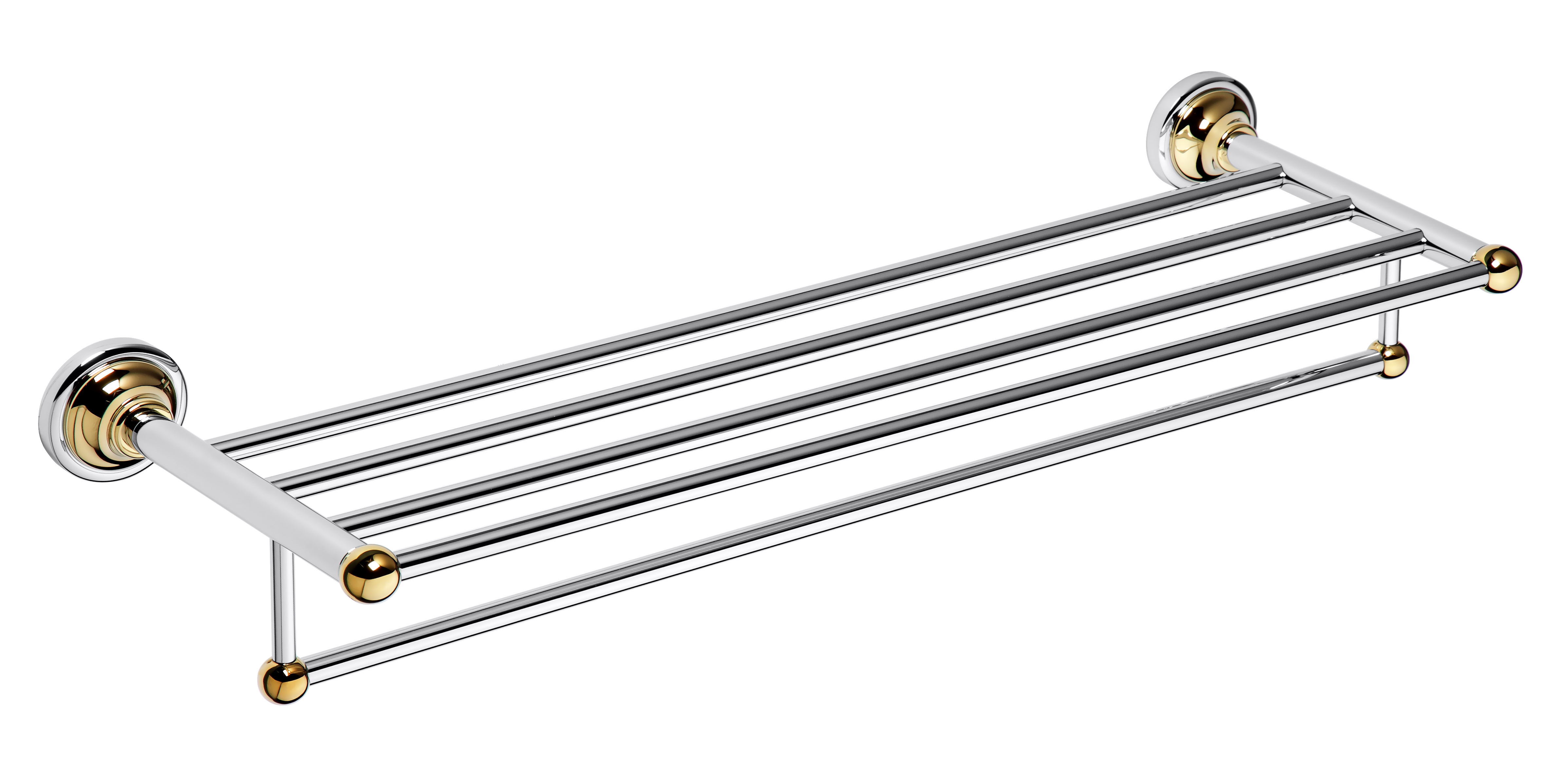Полка Bemeta Retro 144202098 с полотенцедержателем, хром / золото