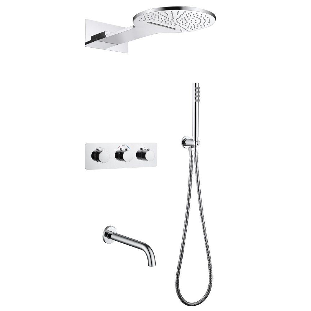 Душевой комплект Abber Wasser Kreis AF8150 встраиваемый, с изливом, термостат, хром