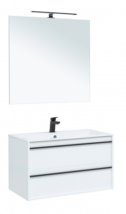 Комплект мебели для ванной комнаты Aquanet Lino 90, белый матовый