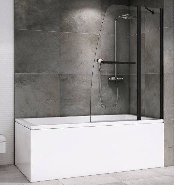 Шторка на ванну Abber Ewiges Wasser AG50100B 100x140 cм, стекло прозрачное / профиль черный