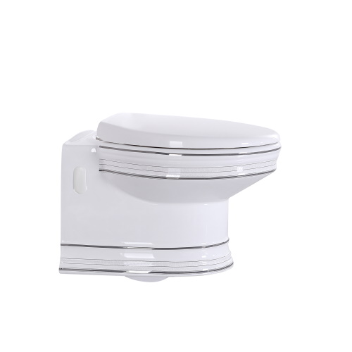 Унитаз приставной CeramaLux Classic 1412 сиденье микролифт, белый, с декором
