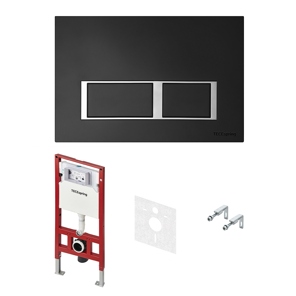 Система инсталляции для унитаза TECE TECEspring S955202 с клавишей смыва TECEspring V, черный матовый