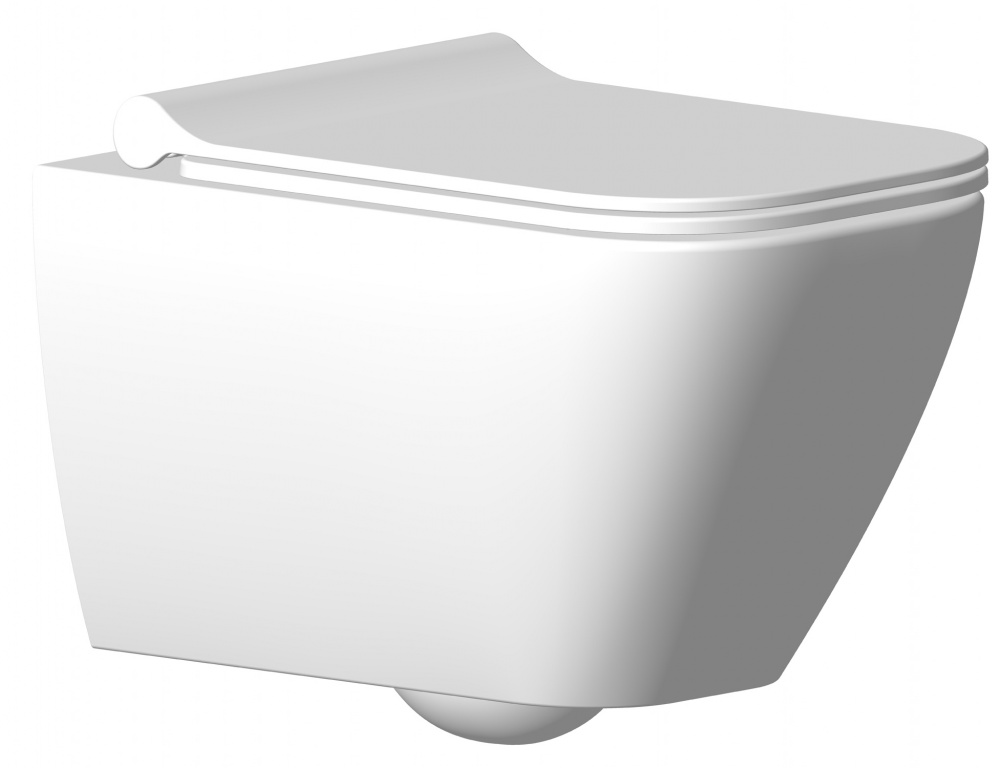 Унитаз подвесной Seramiksan Saturn безободковый с тонким сиденьем микролифт, белый