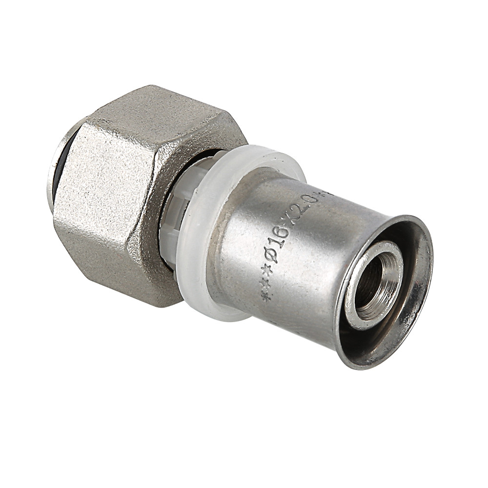 Пресс-фитинг Valtec 16 (2,0) обжим (цанговый) x1/2" ВР (гайка) для металлопластиковых и полимерных труб, VTc.712.N.1604