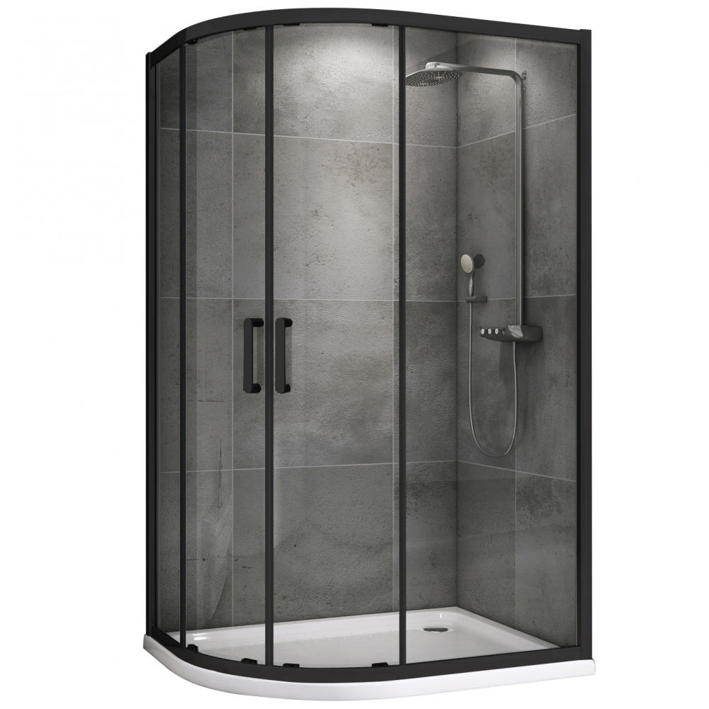 Душевой уголок Abber Schwarzer Diamant AG01190B без поддона, 100x90x195 cм, стекло прозрачное / профиль черный