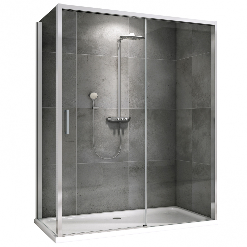 Душевой уголок Abber Komfort AG93140-S102 без поддона, 140x100x200 см, стекло прозрачное / профиль хром