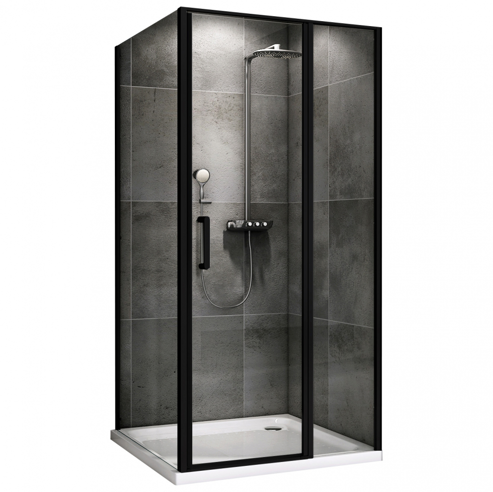 Душевой уголок Abber Sonnenstrand AG04110BS-S90B без поддона, 110x90x195 cм, стекло прозрачное / профиль черный