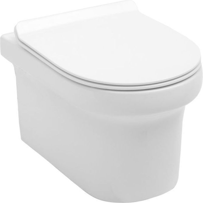 Унитаз подвесной Aquanet Rimless Nova-W BL-101N-WHT безободковый, с сиденьем Soft Close, белый