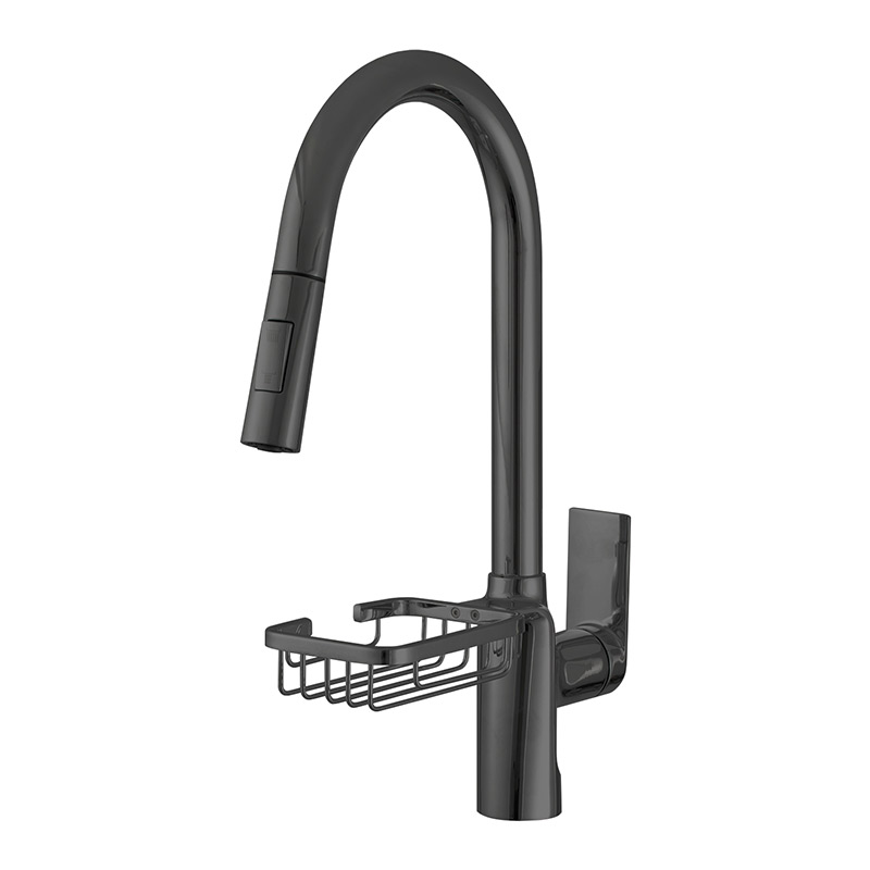 Смеситель Melodia Perfetto MDV30200gn для кухни, высокий R-излив, с мыльницей, оружейная сталь