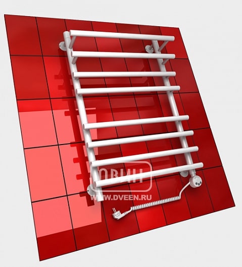 Полотенцесушитель электрический Двин F primo electro 800x600 с полкой, ТЭН слева, белый
