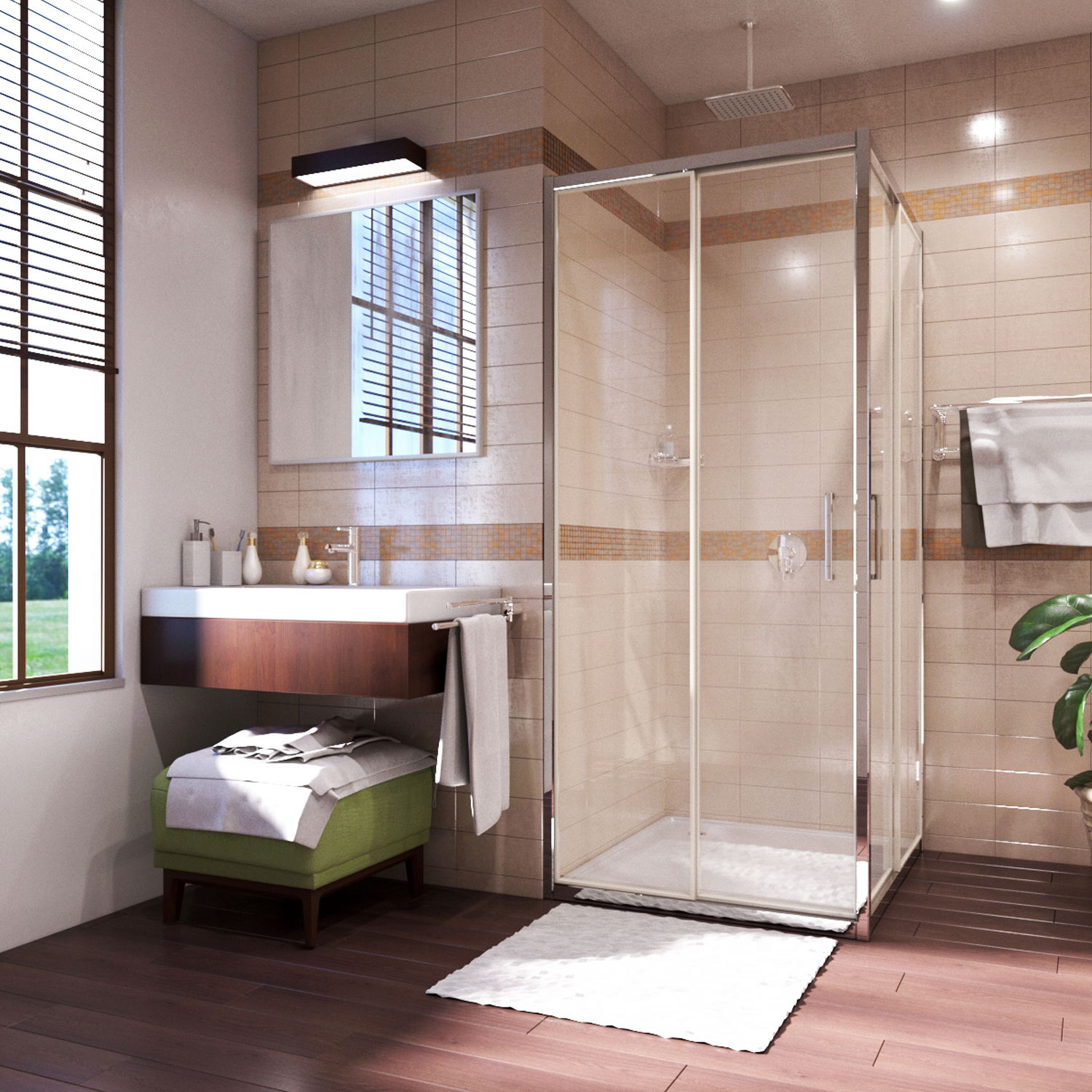 Душевой уголок Wasserkraft Main 41S03 90x90x200, стекло прозрачное / профиль серебро