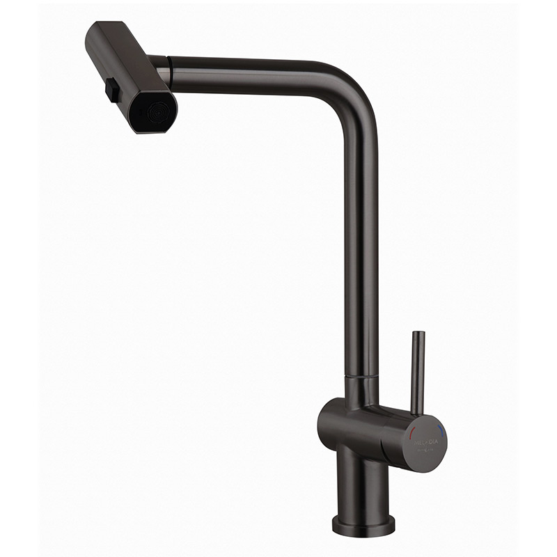 Смеситель Melodia Perfetto MDV30208gn для кухни, вытяжной излив с лейкой, оружейная сталь