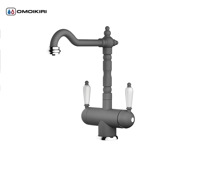 Смеситель Omoikiri Amagasaki-PL для кухни с подключением фильтра питьевой воды, платина