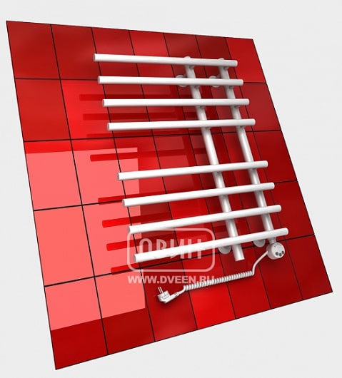 Полотенцесушитель электрический Двин L primo electro 800x15/55, ТЭН справа, белый