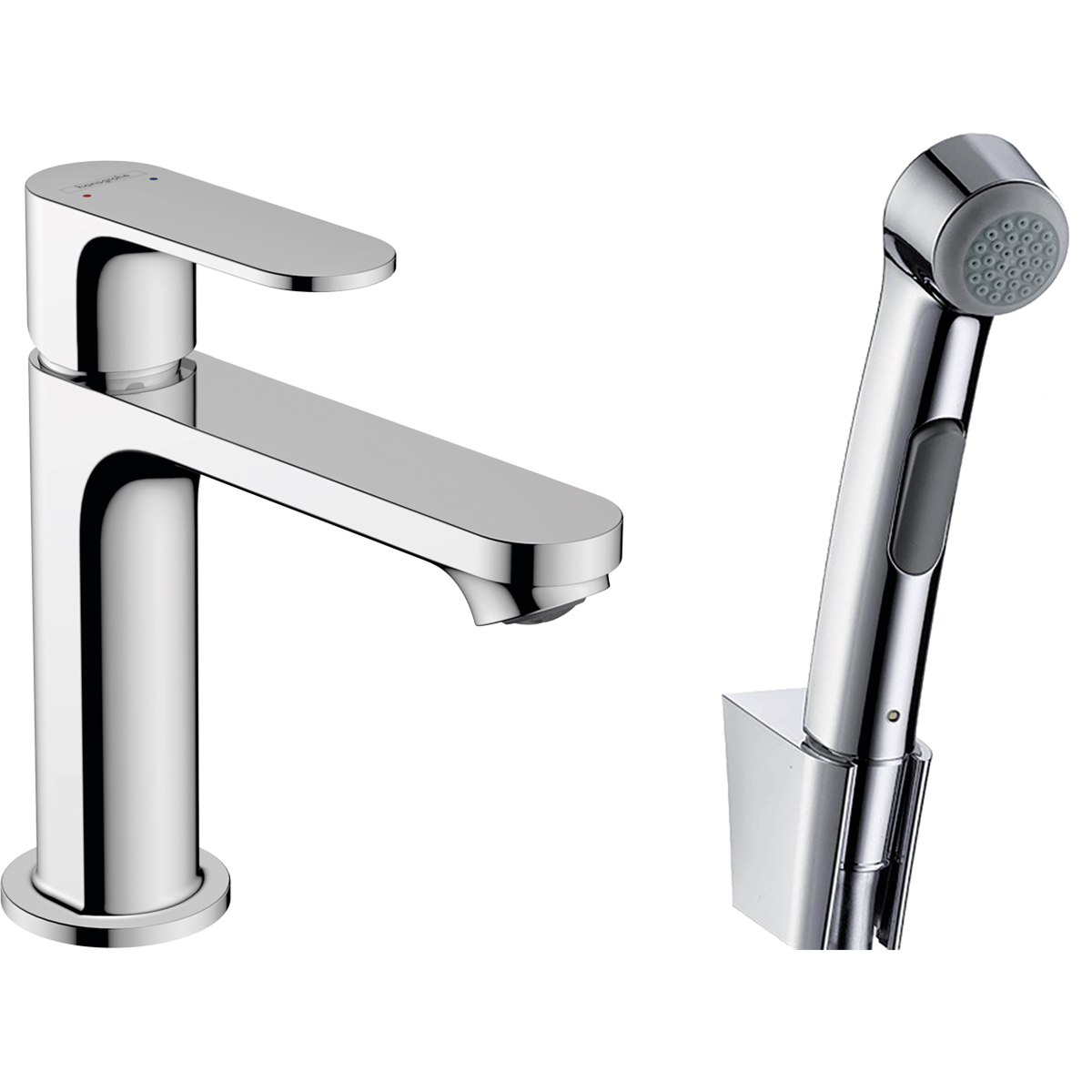 Смеситель для раковины Hansgrohe Rebris E 72215000 с гигиеническим душем, хром глянцевый