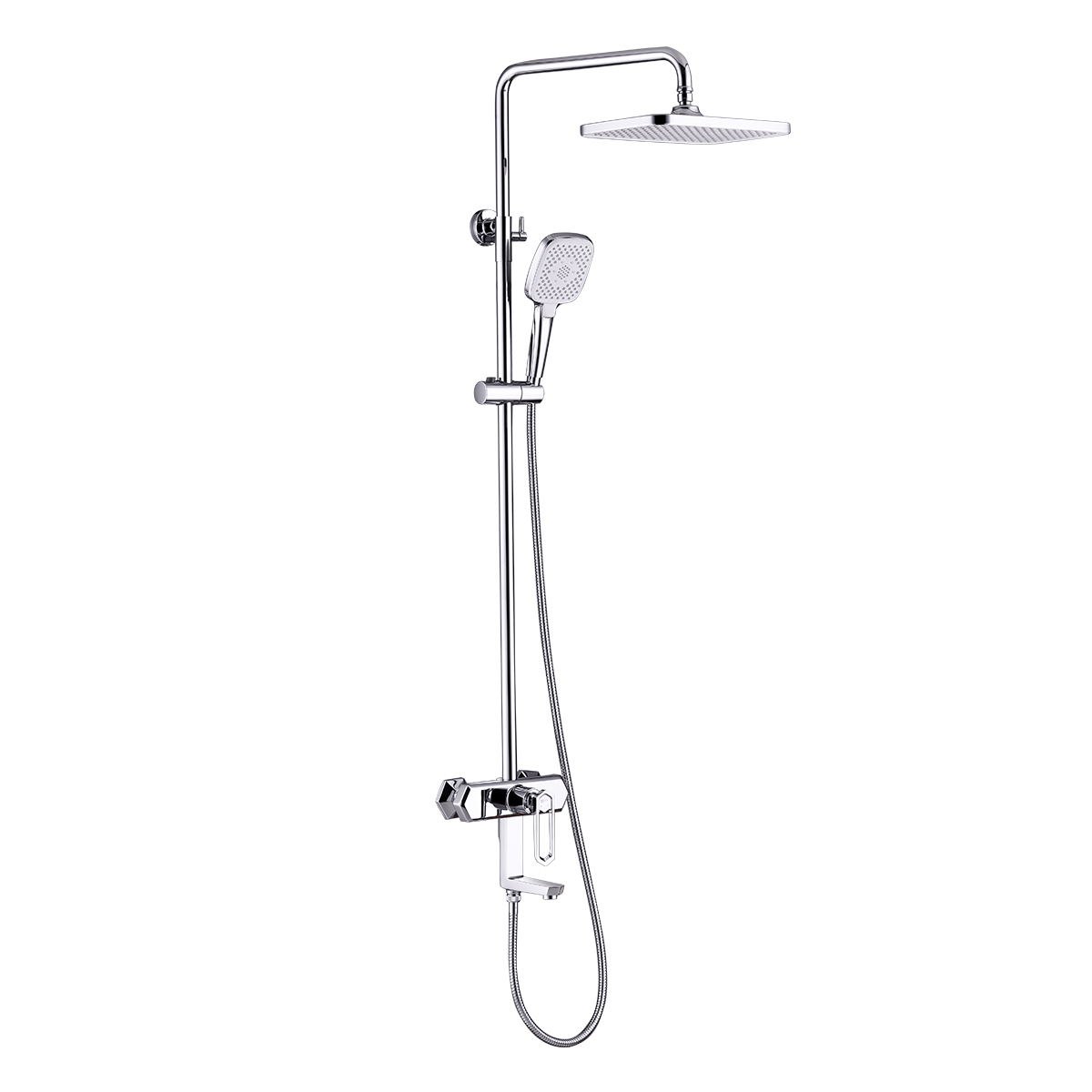 Душевая стойка Lemark Prizma LM3962C для ванны и душа с регулируемой высотой штанги, хром