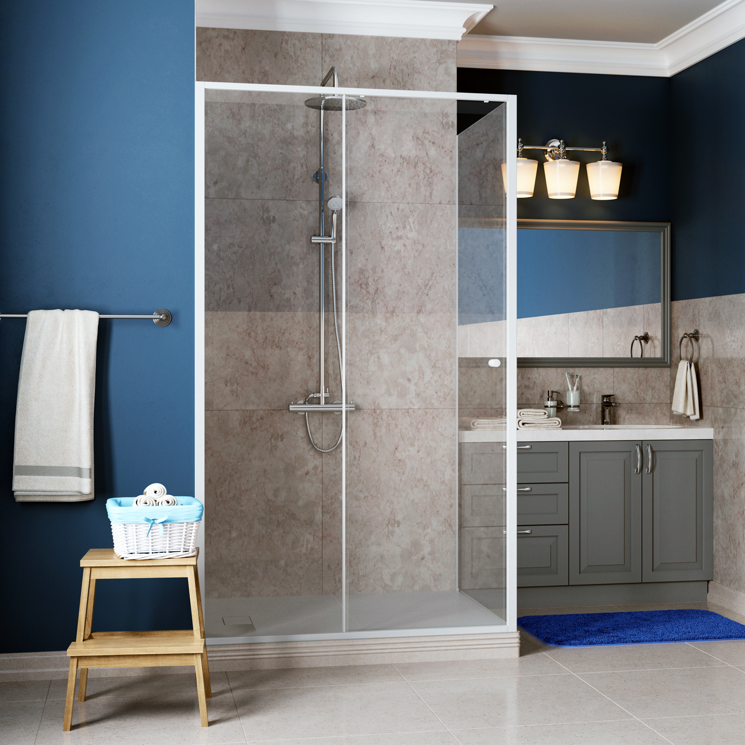 Душевой уголок Wasserkraft Rhin 44S16 110x100x200, стекло прозрачное / профиль белый