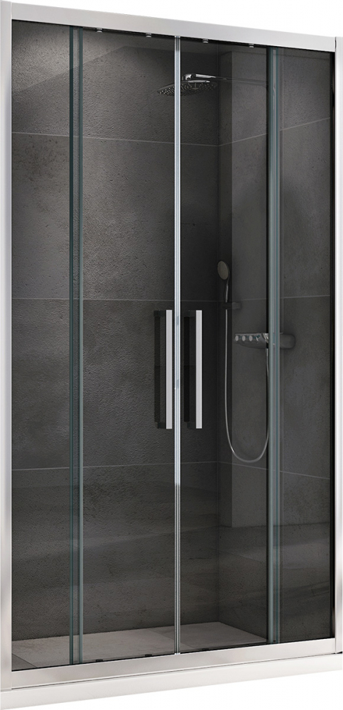 Душевая дверь Abber Schwarzer Diamant AG33160H раздвижная 160x195 cм, стекло прозрачное / профиль хром