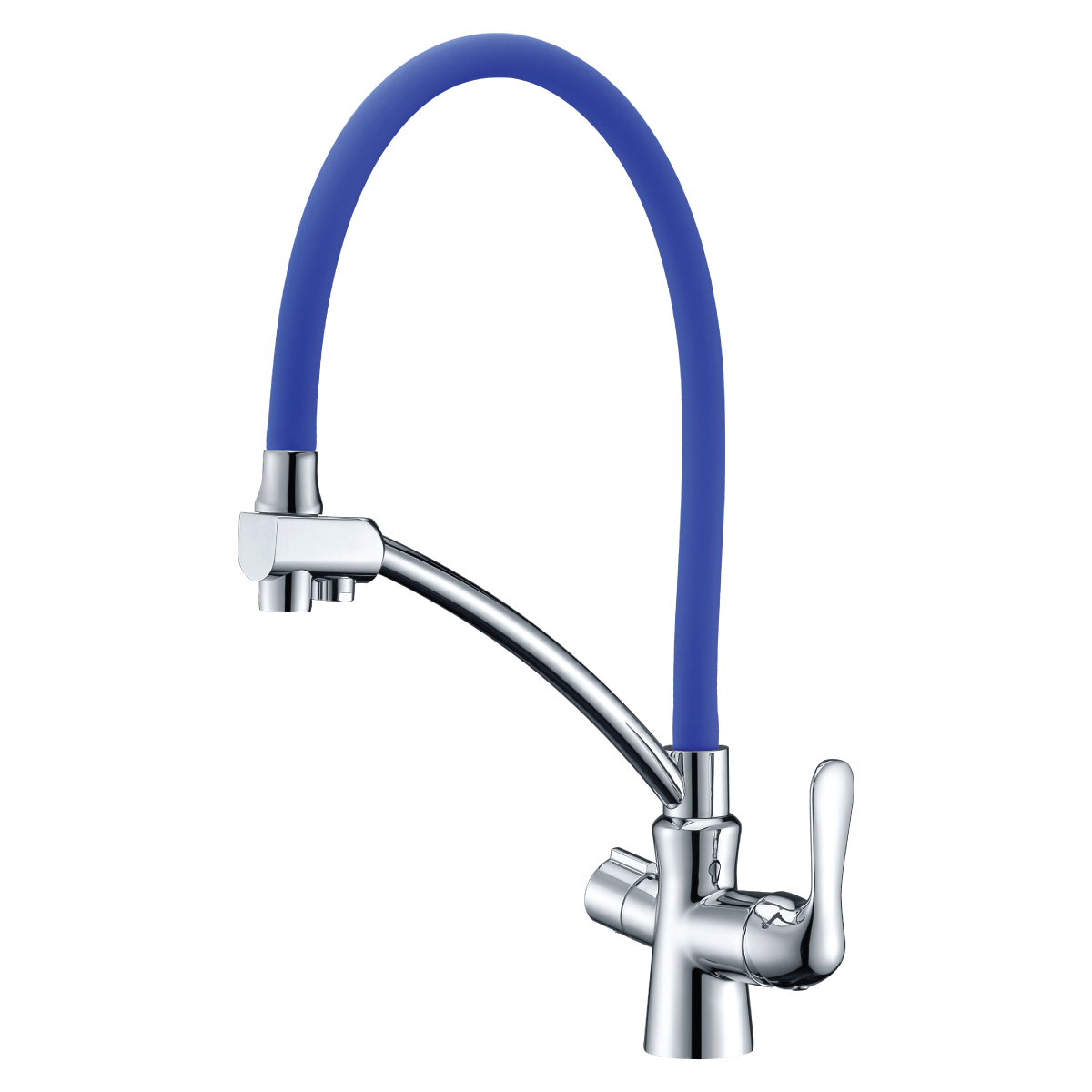 Смеситель Lemark Comfort LM3070C-Blue для кухни с подключением к фильтру с питьевой водой, хром / синий