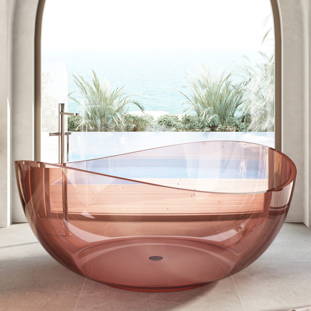 Ванна прозрачная Abber Kristall AT9705Koralle круглая 150x150, розовый