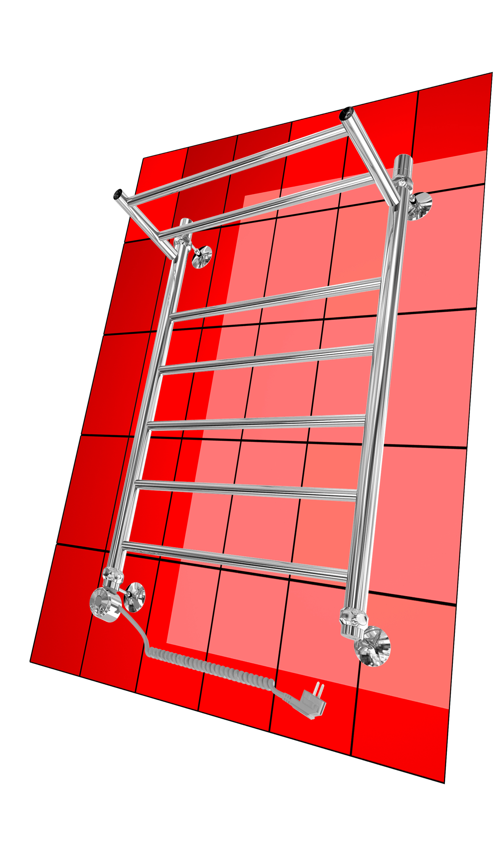 Полотенцесушитель электрический Двин Fj electro 600x600 с полкой, ТЭН слева